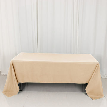 Beige Seamless Premium Polyester Rectangular Tablecloth 220GSM 60"x126"