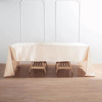 Elegant Beige Satin Tablecloth for Stylish Event Décor