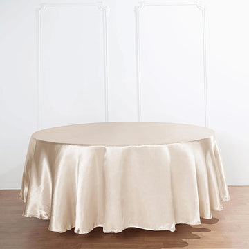 Beige Seamless Satin Round Tablecloth 90"