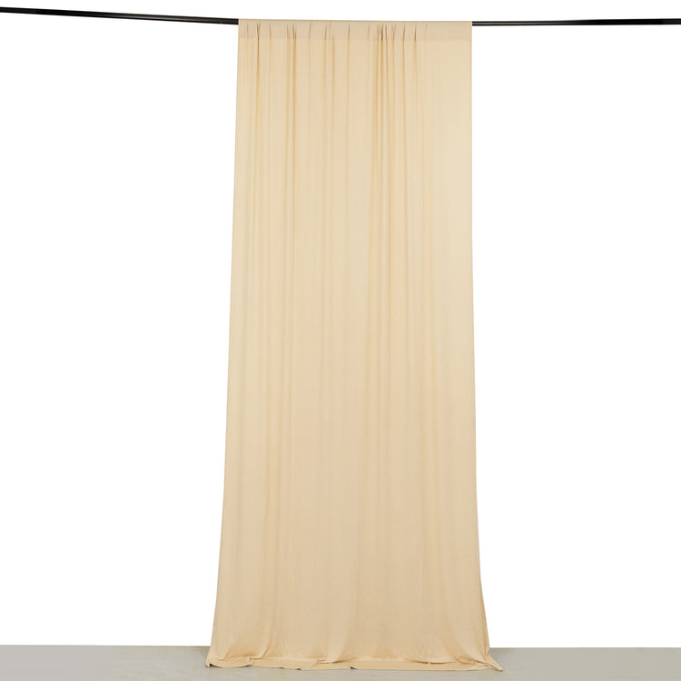 Beige 4-Way Stretch Spandex Drapery Panel with Rod Pockets, Photography Backdrop Curtain