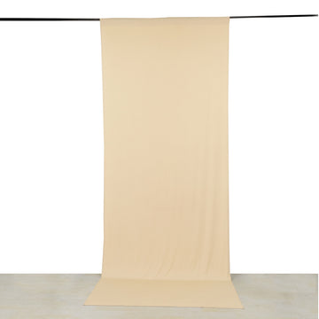 Beige 4-Way Stretch Spandex Divider Backdrop Curtain, Wrinkle Resistant Event Drapery Panel with Rod Pockets - 5ftx12ft
