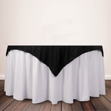 Black Premium Scuba Square Table Overlay, Wrinkle Free Polyester Seamless Table Topper 54"