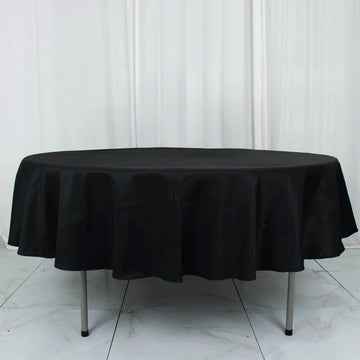 Black Seamless Premium Polyester Round Tablecloth 220GSM 90"