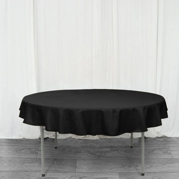Black Seamless Premium Polyester Round Tablecloth 220GSM 70"
