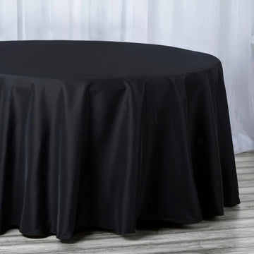Black Seamless Premium Polyester Round Tablecloth 220GSM 132"