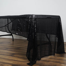 60"x126" Black Premium Sequin Rectangle Tablecloth