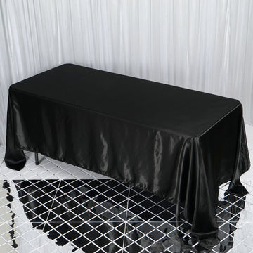 Black Seamless Satin Rectangular Tablecloth 72"x120"