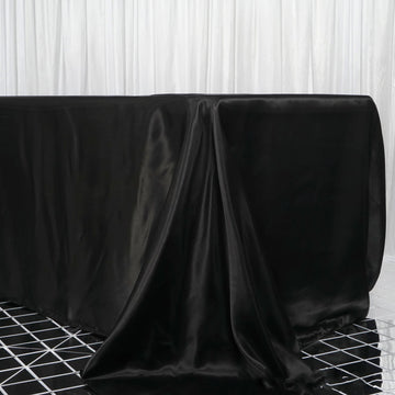 Elegant Black Seamless Satin Rectangular Tablecloth 90"x156"