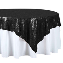 Black Sequin Square Table Overlay 72 Inch x 72 Inch