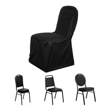 Black Stretch Slim Fit Scuba Chair Covers, Wrinkle Free Durable Chair Covers