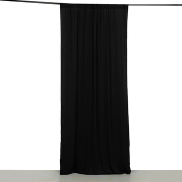 Black 4-Way Stretch Spandex Divider Backdrop Curtain, Wrinkle Resistant Event Drapery Panel with Rod Pockets - 5ftx10ft