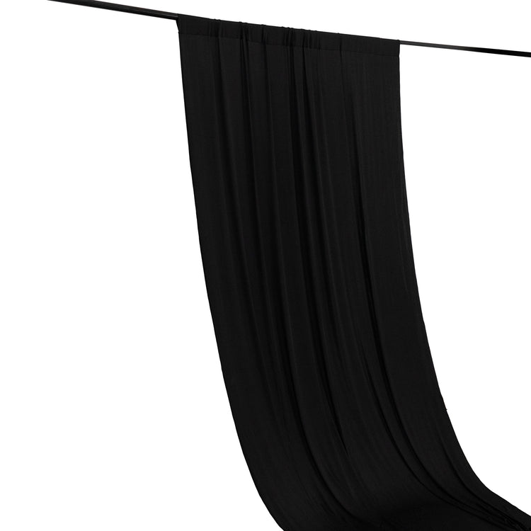 Black 4-Way Stretch Spandex Drapery Panel with Rod Pockets, Photography Backdrop Curtain