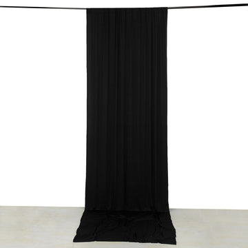 Black 4-Way Stretch Spandex Divider Backdrop Curtain, Wrinkle Resistant Event Drapery Panel with Rod Pockets - 5ftx14ft