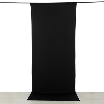 Black 4-Way Stretch Spandex Divider Backdrop Curtain, Wrinkle Resistant Event Drapery Panel with Rod Pockets - 5ftx12ft