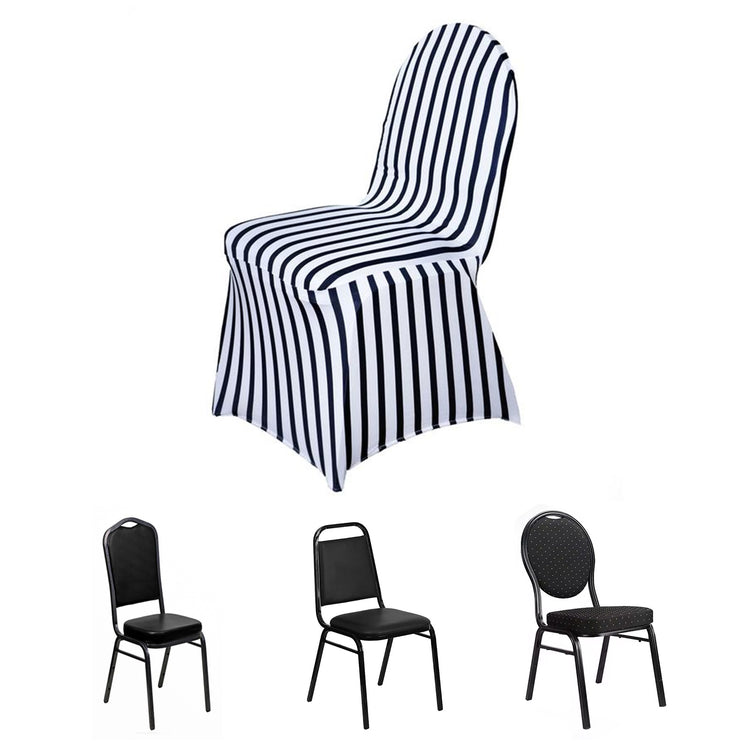 Black & White Stretch Buffalo Plaid Spandex Fitted Checkered Chair Covers