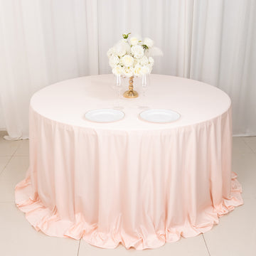Experience Luxury and Practicality with the Blush Premium Scuba Round Tablecloth