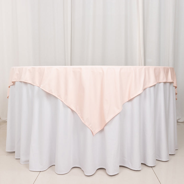Blush Premium Scuba Square Table Overlay, Wrinkle Free Polyester Seamless Table Topper 70inch