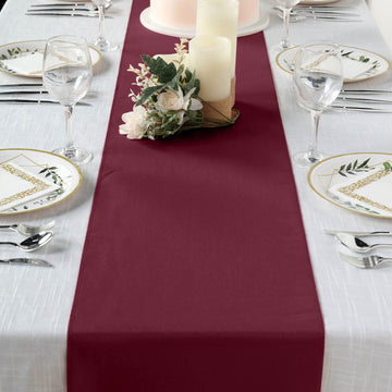 Add Elegance to Your Event with the Burgundy Polyester Table Runner