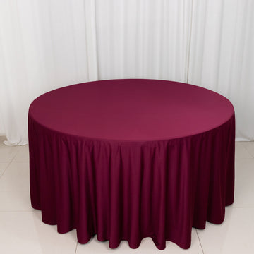 Burgundy Premium Scuba Round Tablecloth, Wrinkle Free Polyester Seamless Tablecloth 120"