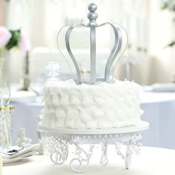 Enhance Your Event Decor with the Matte Silver Crown Cake Topper