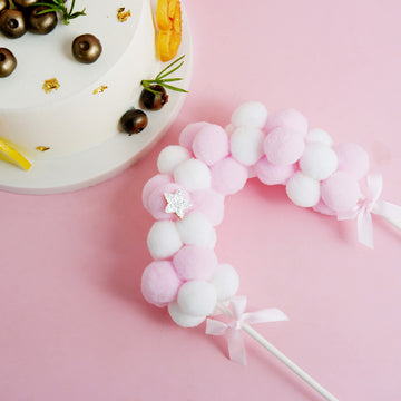 Create Stunning Cakes with the Pink/White Cotton Ball Arch Cake Topper
