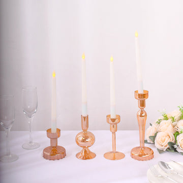 Elevate Your Decor with Stunning Amber Gold Glass Taper Votive Candle Holders