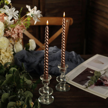 Enhance Your Decor with Matte Rose Gold Dinner Candle Sticks