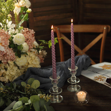 Elevate Your Decor with Violet Amethyst Unscented Dinner Candle Sticks