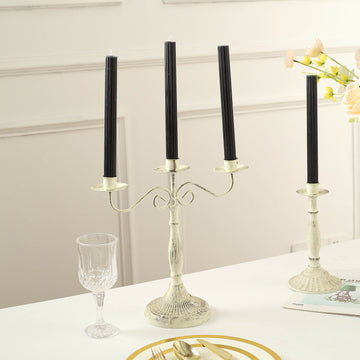Transform Your Space with Black Premium Unscented Ribbed Wick Taper Candles