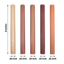 5 Pack | 9inch Assorted Natural Premium Unscented Ribbed Wick Taper Candles