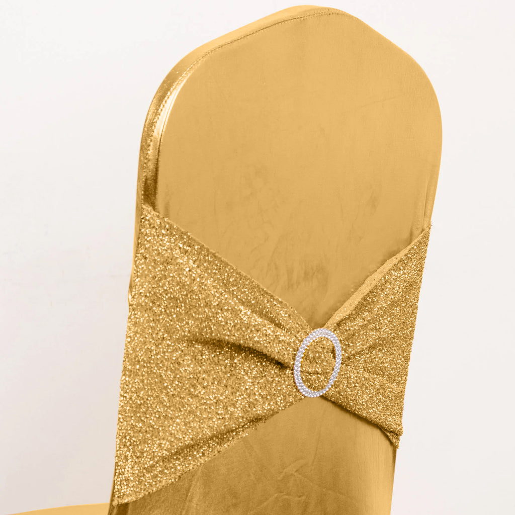 Gold Shimmer Tinsel Spandex Chair Cover