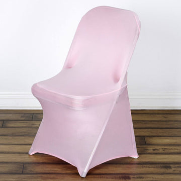 Durable and Long-lasting Pink Spandex Stretch Fitted Folding Chair Cover