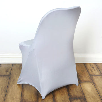 Elevate Your Event with the Silver Spandex Stretch Fitted Folding Chair Cover