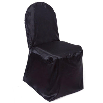 Reusable and Versatile Black Glossy Satin Banquet Chair Covers