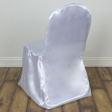 Elevate Your Event with White Glossy Satin Chair Covers