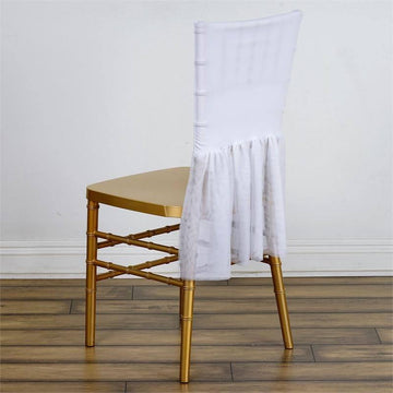 White Sheer Spandex Chair Tutu Cover Skirt