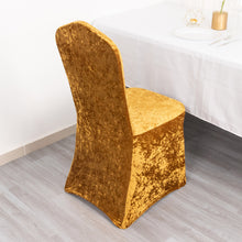 Gold Crushed Velvet Spandex Stretch Banquet Chair Cover With Foot Pockets - 190 GSM
