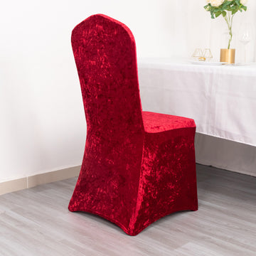 Create a Regal Setting with Red Crushed Velvet Banquet Chair Covers