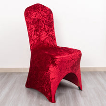 Red Crushed Velvet Spandex Stretch Banquet Chair Cover With Foot Pockets - 190 GSM