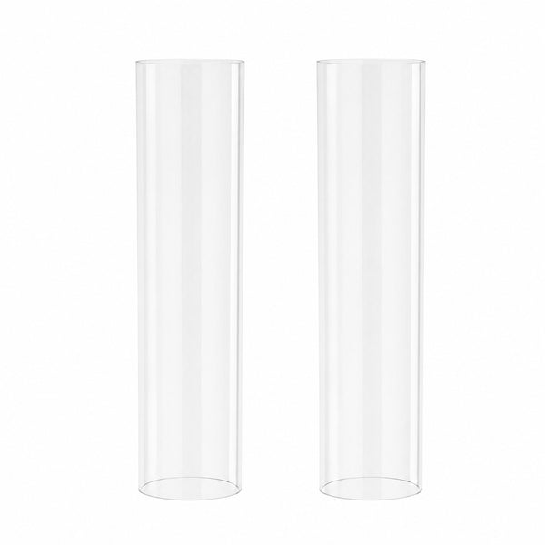 Two clear cylindrical glass vases on a white background#whtbkgd