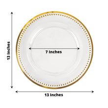 Acrylic Charger Plates - Clear Gold Beaded Rim Design - 13 inches in diameter