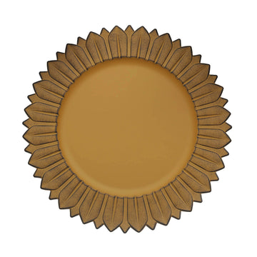 Add Elegance to Your Table with Matte Mustard Yellow Sunflower Plastic Dinner Charger Plates