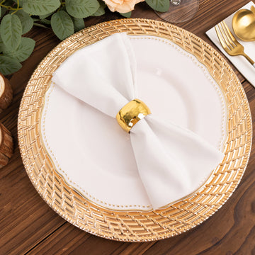 Add a Touch of Glamour to Your Table with Metallic Gold Swirl Rattan Charger Plates