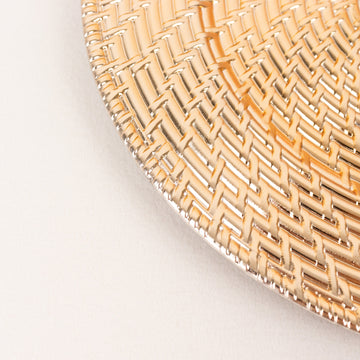 Transform Your Event with Metallic Gold Swirl Rattan Charger Plates