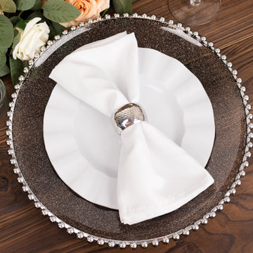 Add Artisan Appeal with Black/Silver Beaded Charger Plates