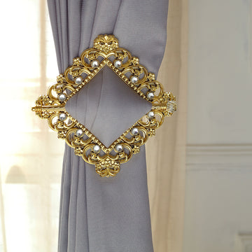 Transform Your Space with Square Gold Backdrop Curtain Brooch Holdbacks