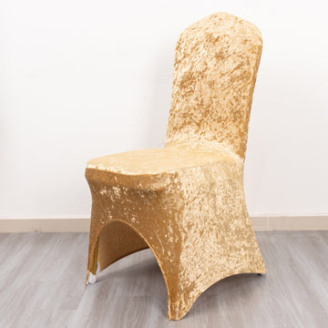 Elevate Your Event Decor with Champagne Crushed Velvet Chair Covers