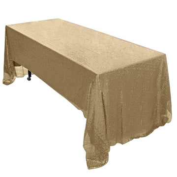 Elevate Your Event with the Champagne Seamless Premium Sequin Rectangle Tablecloth