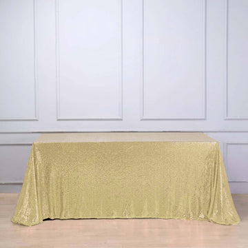 Champagne Seamless Premium Sequin Rectangle Tablecloth 90"x132"