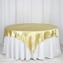72 Inch x 72 Inch Champagne Seamless Satin Square Tablecloth Overlay
